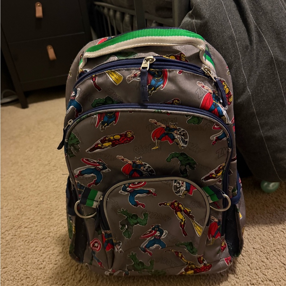 Superhero Kids Backpack - Gray and Green